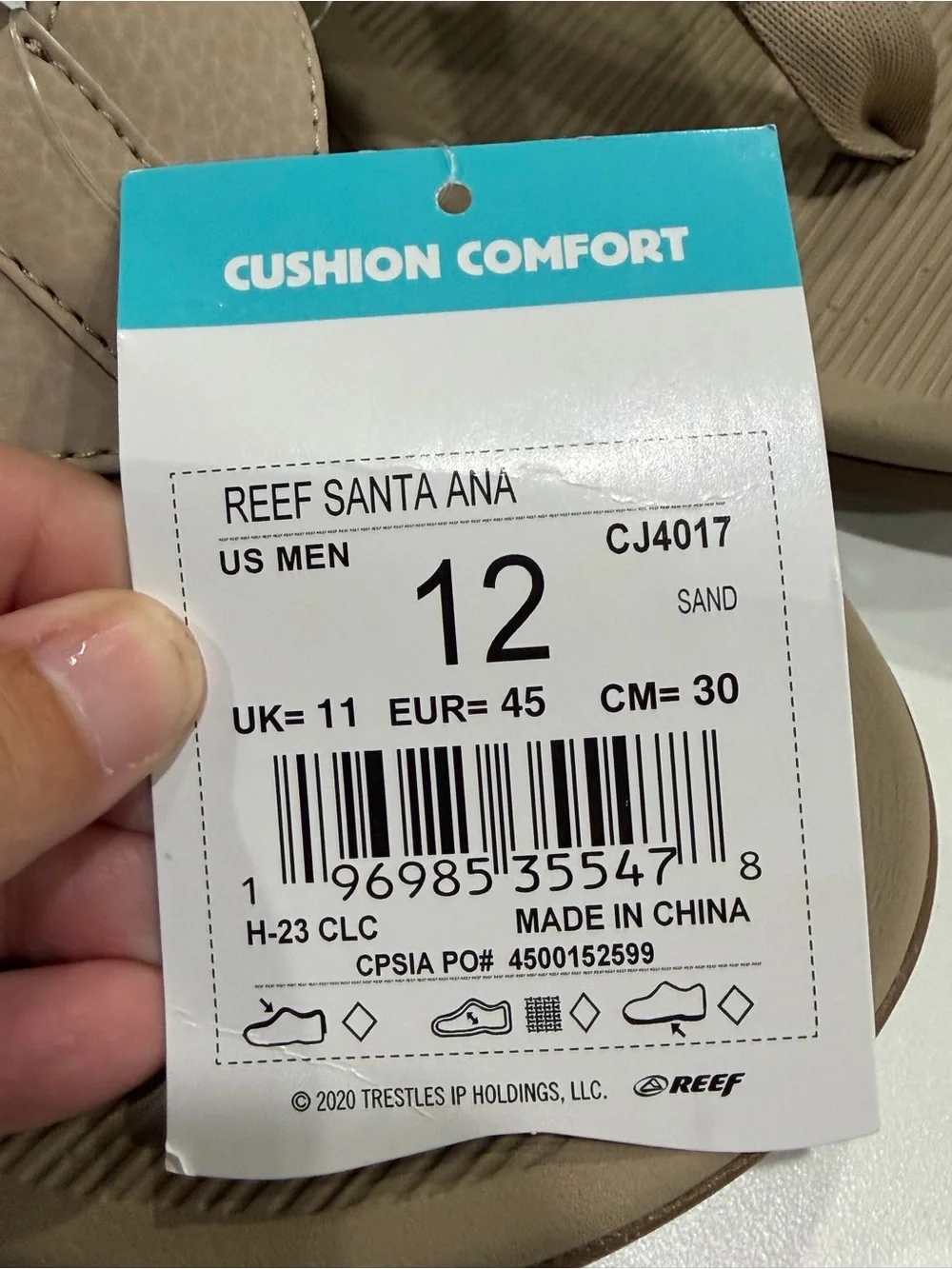Reef Men's Size 12 Santa Ana Sandals Flip Flops Tan NWT Sand Vegan Leather Strap